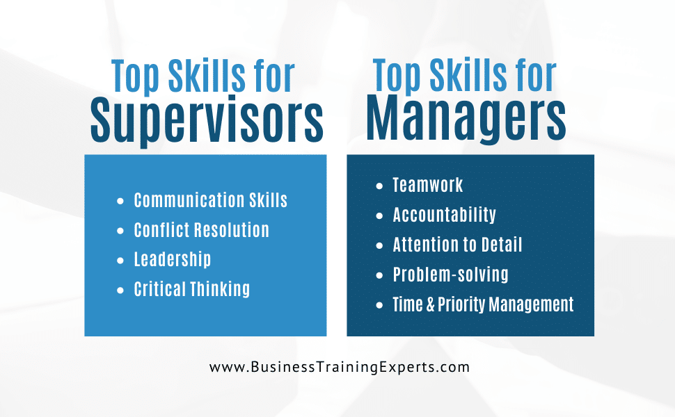 list of top skills for managers versus supervisors